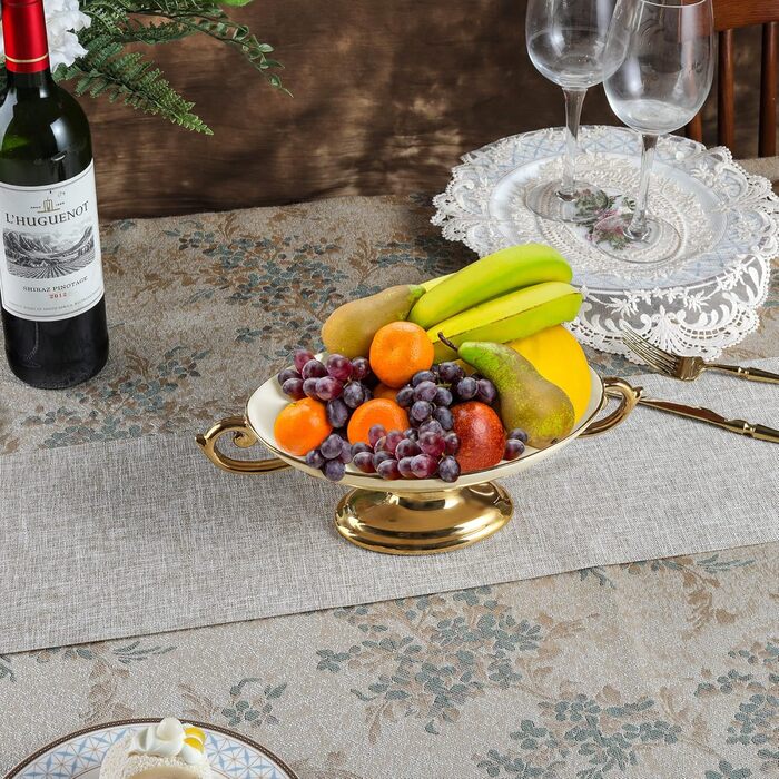 Золота етажерка Fanquare з 2 ярусами з кераміки та порцеляни, підставка для тортів, фруктів та капкейків