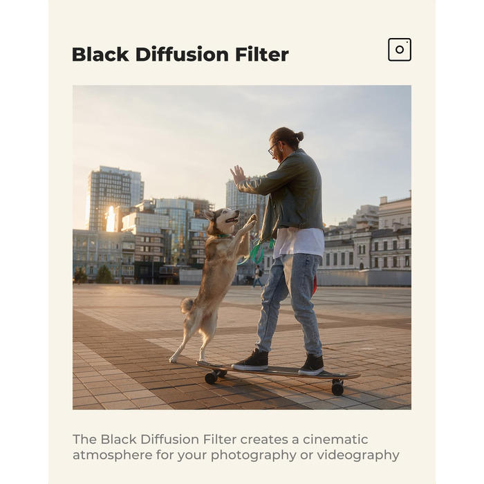 Фільтр K&F Concept 77mm Black Promist 1/8 з оптичного скла з Multi-Nano покриттям для відеозйомки/портретної фотографії (Nano-Klear)