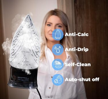Праска Лейман з керамічною підошвою, 3000 Вт, функція Calc-Clean, 9 в 1 | висока потужність пари | легка | паровий удар, керамічна підошва | самоочищення та розпилювач