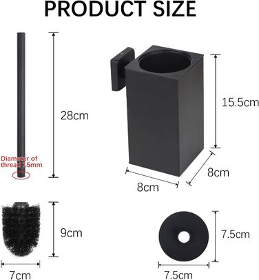 Щітка для унітазу Exleco з нержавіючої сталі, золота, з запасним насадкою та підставкою, настінна/підлогова
