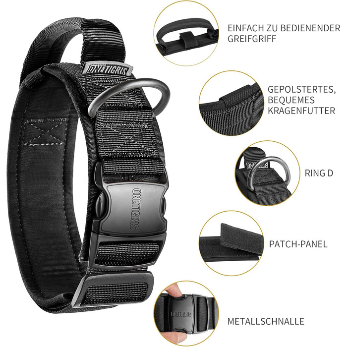 Нашийник для собак OneTigris з металевою застібкою Ranger Green (S, Чорний)