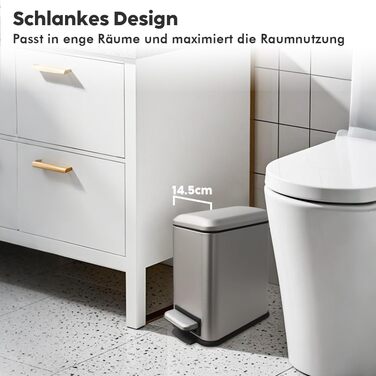 Трюмний смітник для кухні: вузький, з педаллю, з відром, нержавіюча сталь, 5л, зелений