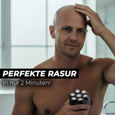 Бритва для гоління голови BALDWIN 7D з магнітною голівкою для чоловіків | Електробритва для лисих | Бритва для голови, сухе та вологе гоління, водонепроникна