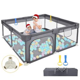 Манеж для дітей Dripex 120x180 см, сірий, з дихаючою сіткою, 300D Оксфорд, безпечний ігровий майданчик