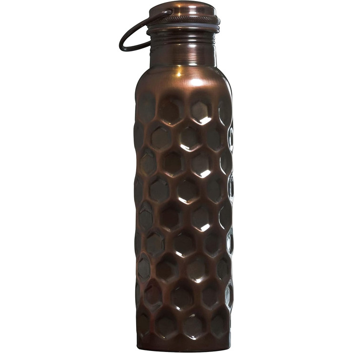 Copper Water Bottle, Pure Natural Bottle, Water Bottle with Lid and Carrying Bag, 34oz/1000ml, Leak-Proof Ayurveda Copper Bottle for Office and Yoga - (Antique Black, 2)