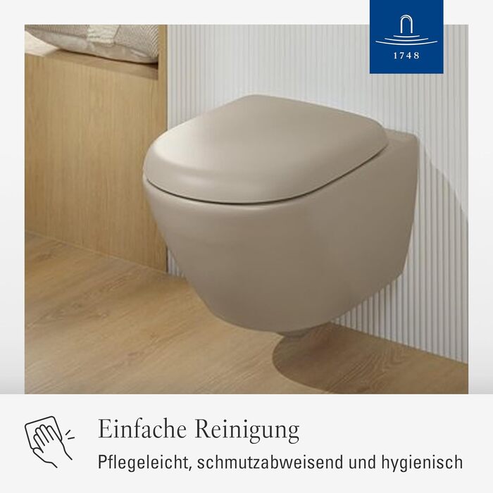 Сідушка для унітаза Villeroy & Boch O.novo D-подібна з мікроліфтом (SoftClose), Duroplast, колір мигдалевий (Almond), матова