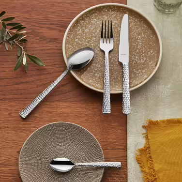 Amefa Cutlery Set Felicity, 24-Piece Place Setting Set, Cutlery Set for 6 People, 18/0 Stainless Steel, 13/0 Blade Steel, Hammered Handle, Includes Knife, Fork, Spoon & Coffee Spoon