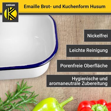Форма для випікання хліба і кексу Krüger Husum 32×14×6,5 см, емальована, стійка до подряпин, для індукції та посудомийки, до 250°C