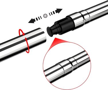 Штанга для душу L-подібна, розсувна, 62–94 x 141–174 см, з 16 кільцями, чорна (Silver Upgrade-version)
