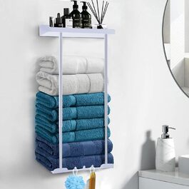 Тримач для рушників без свердління, висувний, з полицею, самоклеючий, для ванної кімнати, 38-75 см, білий