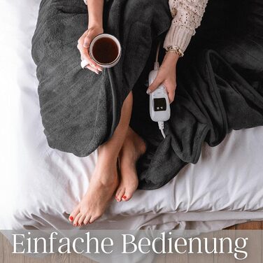 Електрична ковдра Steinborg з підігрівом, 180x130 см, 9 температурних режимів, таймер, пульт ДУ, прання 30°C