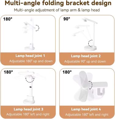 LED лампа настільна з регулюванням яскравості та 3 кольоровими температурами, LCD-дисплеєм. Захист очей, без мерехтіння, для офісу, спальні та дитячої кімнати.