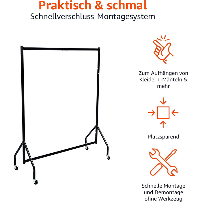 Amazon Basics Clothes Rack, Black (4 ft x 5 ft)