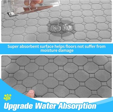 Водонепроникний килимок для годування собак BINGPET, набір 2 шт., з антиковзким покриттям, для собак та котів, з піднятим краєм, поглинаючий, миючий, сірий (60 x 90 см), коричневий (60*90 см), сірий (40,6*61 см)