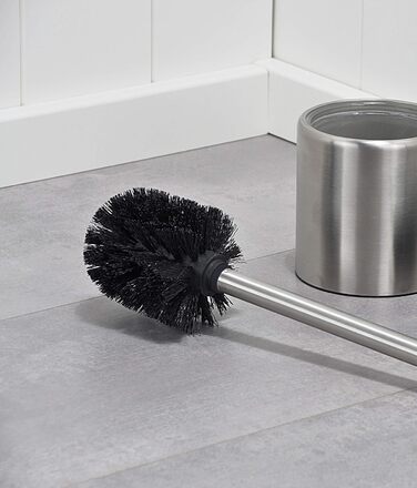 Набір для туалету Bambelaa: щітка для унітазу, гачок, контейнер з нержавіючої сталі, скло, чорний, срібний (10 x 36,5 см)