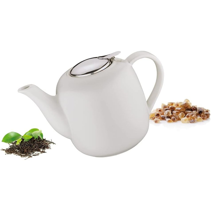 Küchenprofi Teapot LONDON, Ceramic, 8 Cups, Thermos Flask Dishwasher-Safe, Teapot 1.5 Liter, Optimal Heat Retention, Teapot with Infuser, Insulated Teapot (White)