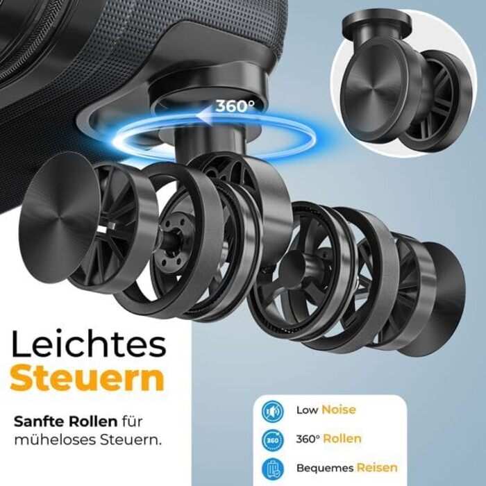 Набір валіз KESSER® 4 шт. | Валізи з ABS, кодований замок, вага валіз, органайзер для подорожей, 360° колеса | Ручна поклажа та великі валізи для бізнесу та подорожей, сірий колір