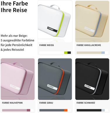 Органайзер для валізи Cipway, 5 частин: кубики для одягу, нейлон, сірий. Підходить для ручної поклажі