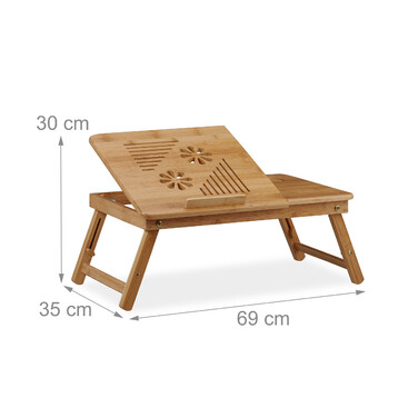 Relaxdays Height-Adjustable Laptop Table Bamboo