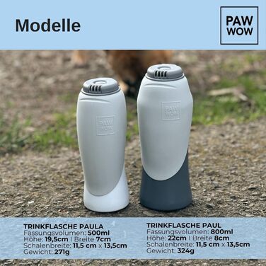 PAW WOW Paula: Водяна пляшка для собак 500 мл - ідеальна для прогулянок | Водяна пляшка для собак | PAW WOW