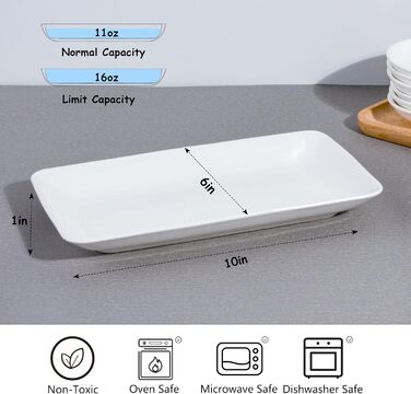 Набір сервіровочних тарілок UIBFCWN, 8 шт., 25,4 x 15,2 см, білий керамічний прямокутник для десертів, суші, салатів