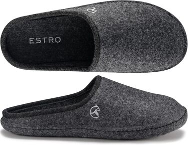 Чоловічі фетрові тапочки ESTRO - теплі зимові халапи для дому, чоловічі халапи, фетр, WOLLFILZ (45 EU, широкі, графіт)