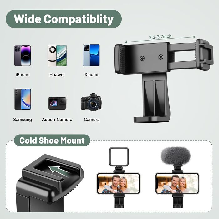 Штатив для камери JOILCAN 210.8 см, чорний: для фото та відеозйомки з DSLR, смартфонів та селфі-палиць