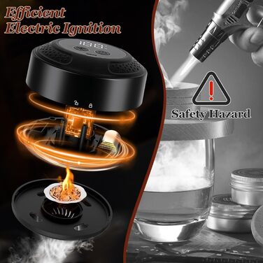 Електричний набір для приготування коктейлів з копченням, 6 смаків, дерев'яні тріски, ретро-сито для напоїв. Подарунок на ювілей, день народження, Різдво для чоловіків, батька.