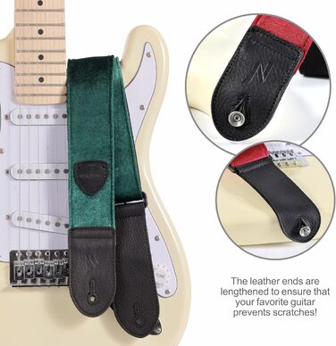 Гітарний ремінь Nefelibata з повного нубуку, вінтажний велюровий ремінь, безкоштовний подарунок: 4 медіатори + фіксатори ременя + кнопка для ременя, подарунок для бас-гітари, електро- та акустичної гітари (вишуканий фіолетовий, колір Різдва C#)