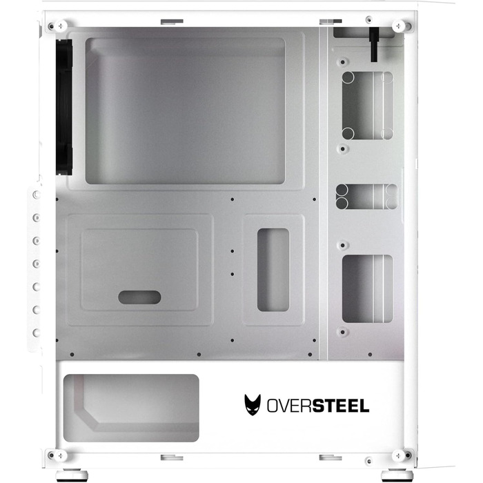 Oversteel Iridium - Комп'ютерний корпус для ігор, білий, з вентилятором A-RGB 120мм, сумісний з ATX/Micro ATX/ITX, сітчаста передня панель, 2 фільтри пилу, загартоване скло, USB 3.0