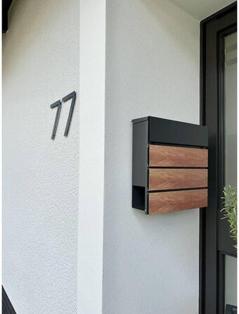 Поштовий ящик Metzler Anton вуличний з газетницею, антрацит. Сучасний дизайн, імітація дерева, з гравіюванням таблички з ім'ям.