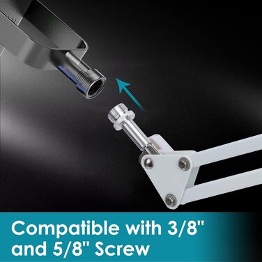 Кріплення для мікрофона FIFINE AM8 (білий) - кріплення-кран, штанга для мікрофона, сумісне з FIFINE Recording XLR/USB мікрофонами, стійка для настільного мікрофона AM8, адаптер 3/8' - 5/8' від YOUSHARES