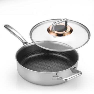 Сковорода з кришкою 26 см, антипригарне покриття Hybrid, холодна ручка, придатна для миття в посудомийній машині, без PFAS, PFOA та PTFE, термостійка до 260 °C, сумісна з усіма типами плит (WQ-D)