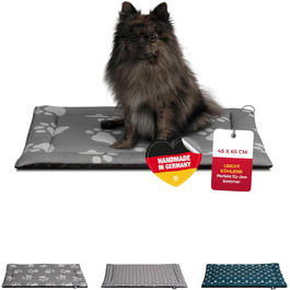 Літня собача ковдра HS-Hundebett® з бавовни з наповнювачем та антиковзким покриттям XS (45x65 см) – М'яка ковдра для собак на літо – Пральна та довговічна – Легка літня ковдра для собак – Лапка Антрацит, Виготовлено в Німеччині Лапка Антрацит 45x65 см