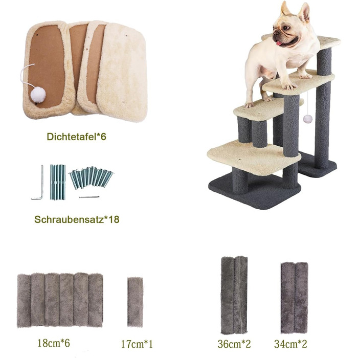 Сходинка для собак Mekidulu, 2/3/4/5 сходинок, регульована висота, сходинка для котів, для літніх котів, знімні та миючі подушки, для маленьких собак, водонепроникна