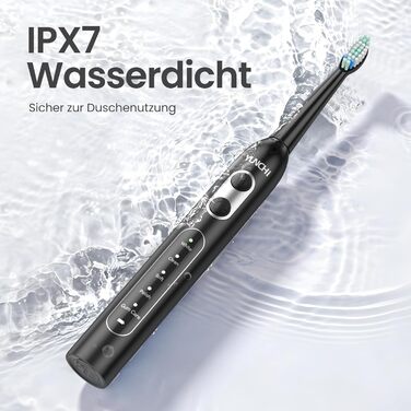 Електрична зубна щітка YUNCHI C2 з 40000 VPM, звукова щітка для дорослих, зарядка USB-C, 55 днів роботи від акумулятора, 5 режимів чищення, таймер 2 хвилини, 8 насадок, дорожній футляр, чорна YUNCHI C2