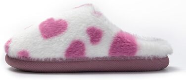 Тапочки жіночі JOMIX Winter Hausschuhe з сердечками, плюш, теплі, красиві пухнасті домашні тапочки, сліпони, для дому, 37 EU, фіолетові