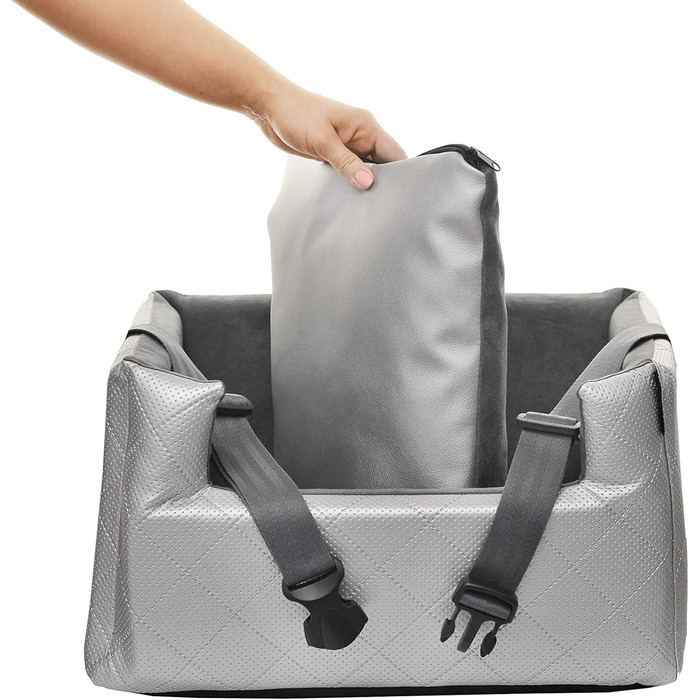 Автокрісло для собак та котів | Чорний велюр | 57x50 см | Зручне автоліжко для тварин