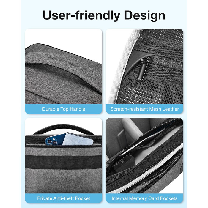 Сумка для камери Bagsmart: водонепроникний фотосумка для DSLR/SLR з дощовиком (сірий, темно-сірий)