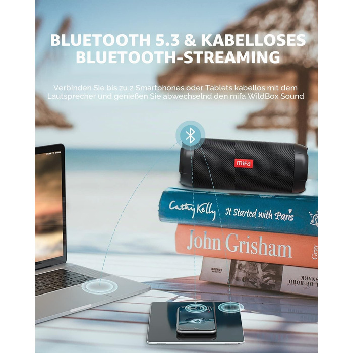 MIFA WildRod Bluetooth колонка 30W, IP67, RGB підсвітка, USB-C, чорна