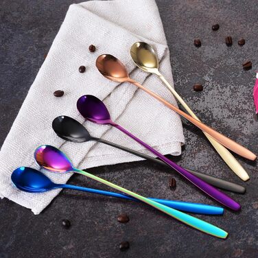 Ложка для Еспресо та Латте Макіато Gräwe з нержавіючої сталі, довга, для кави, десертів та айс-ті, придатна для миття в посудомийній машині, кольори (різнокольорові)