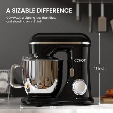 KICHOT 4.5L Kitchen Machine, Dough Mixer, 10-Speed Kitchen Machine, Dough Hook, Flat Beater, Splash Guard, Suitable for Baking, Cakes, Cookies, Kneading, Red