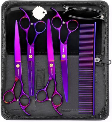 Набір професійних ножиць для грумінгу собак 5шт (фіолетовий)