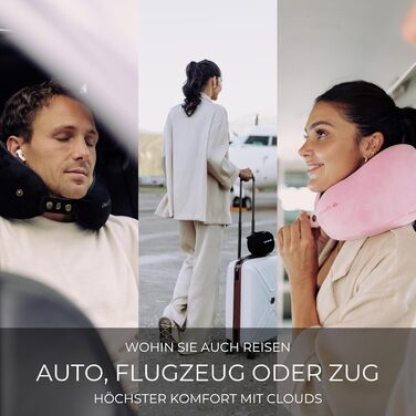 Подушка для шиї CLOUDS для подорожей - Memory Foam, 2 розміри, дихаючий чохол, 5 кольорів (зелений, L/XL)