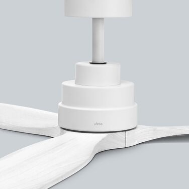 Стеляний вентилятор Ufesa, 40W, 6 швидкостей, надтихий, 3 дерев'яних лопаті 132см, літо-зима, таймер 8год, з пультом, без освітлення, білий
