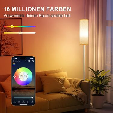Стійка лампа FRIDEKO HOME для вітальні: сучасний дизайн, RGB, диммування, керування з пульта, музичний режим, чорний цоколь. Підходить для офісу, спальні та вітальні.