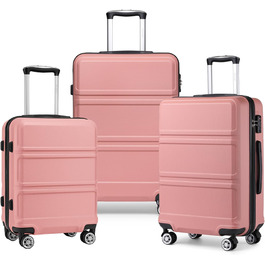 KONO Валіза-Тролей середнього розміру 24 дюйми, ABS, з TSA-замком, 4 колеса, 65×44×25.5 см, Кремово-білий (Набір 3 шт.)