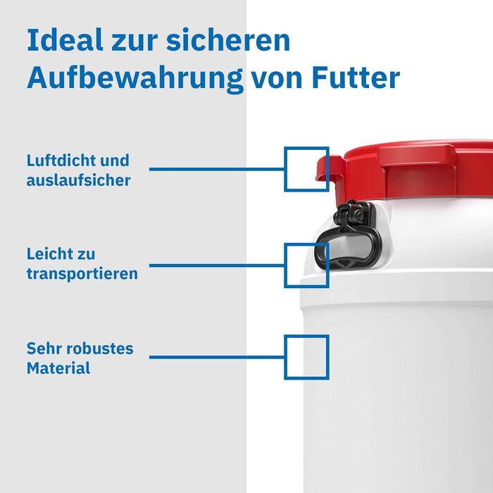 Контейнер для корму для тварин Box Fabrik з кришкою та лопаткою | 15 літрів, HDPE, преміум-якість