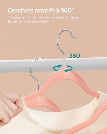 Набір вешалок SONGMICS для одягу, 20 шт., велюрова поверхня, для сорочок, жакеток, пальто та костюмів, 41.5 см, рожевий, CRF026R20