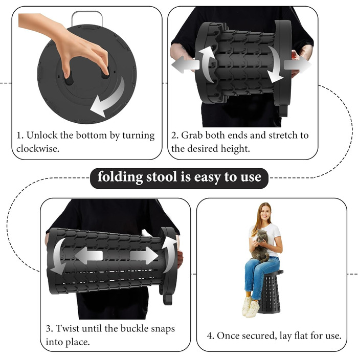 Тeleskopний складаний стілець для кемпінгу, риболовлі та відпочинку на природі. Міцний, з вантажопідйомністю 280 кг, компактний, 25x25x45 см, колір: смарагдово-зелений